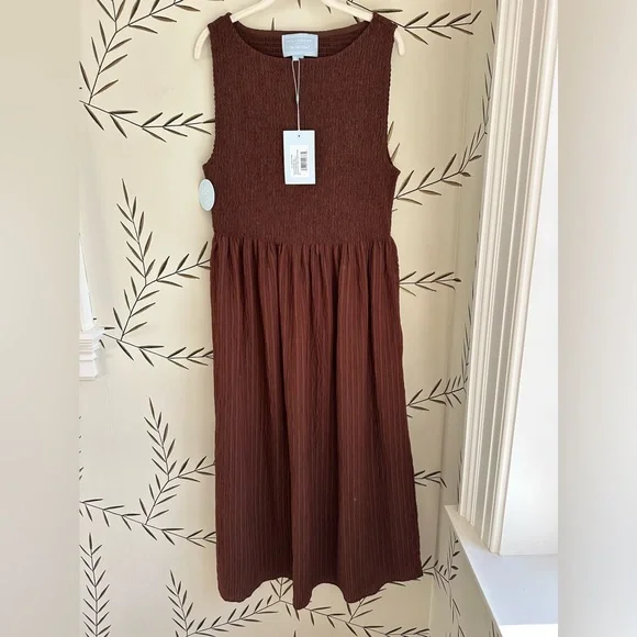 Hill House Cosima Nap dress. Chocolate Tonal Seersucker. XL. NWT - Picture 6 of 8
